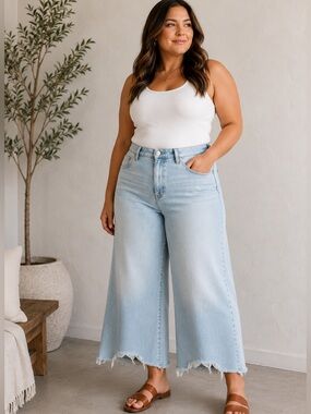 Pilcro Light Blue Wide Leg Cropped Jeans